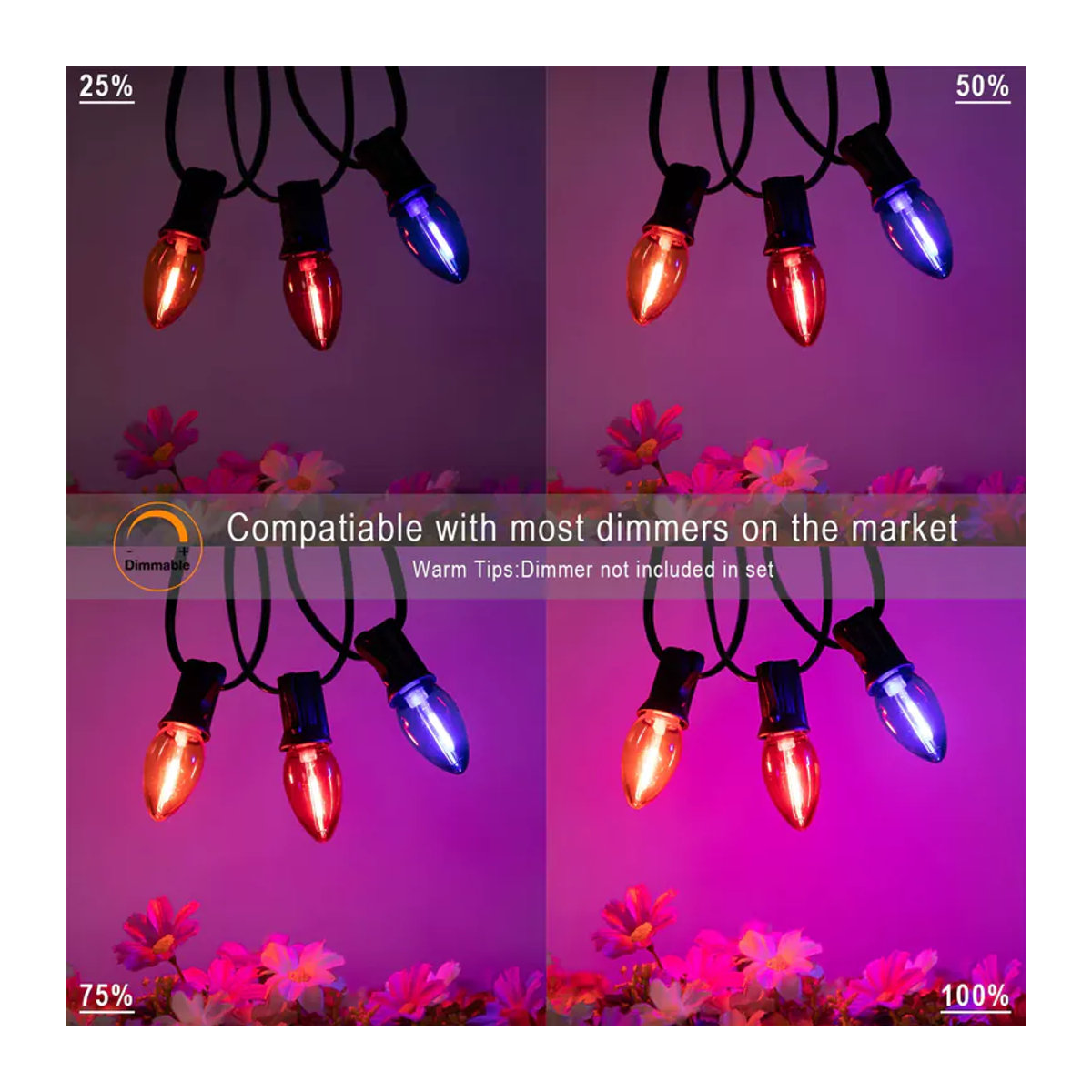 Genixgreen Weihnachts-Lichterkette für den Außenbereich, C7, farbig, bruchsicher und anschließbar, Klassisch - Bild 5
