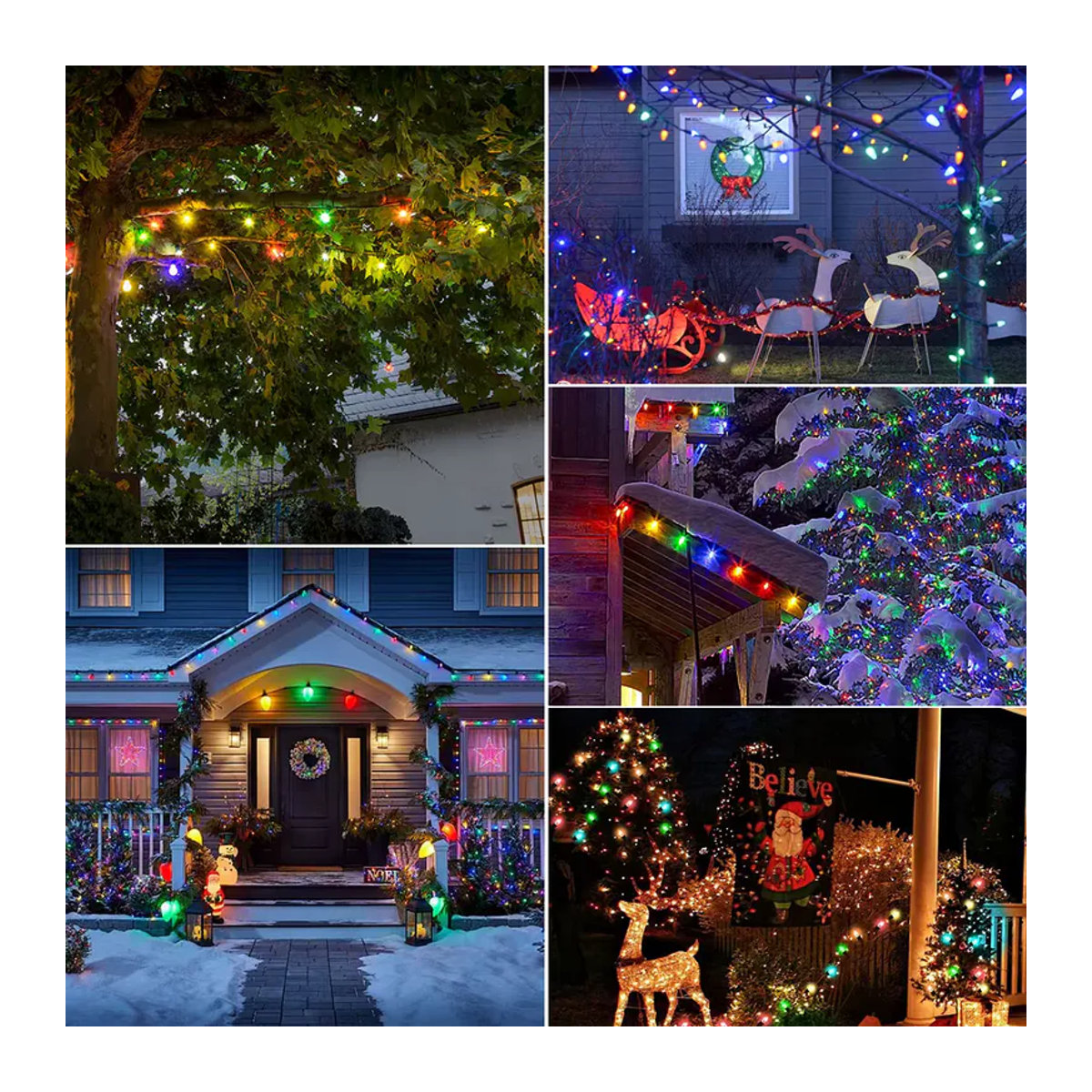 Genixgreen Weihnachts-Lichterkette für den Außenbereich, C7, farbig, bruchsicher und anschließbar, Klassisch - Bild 6