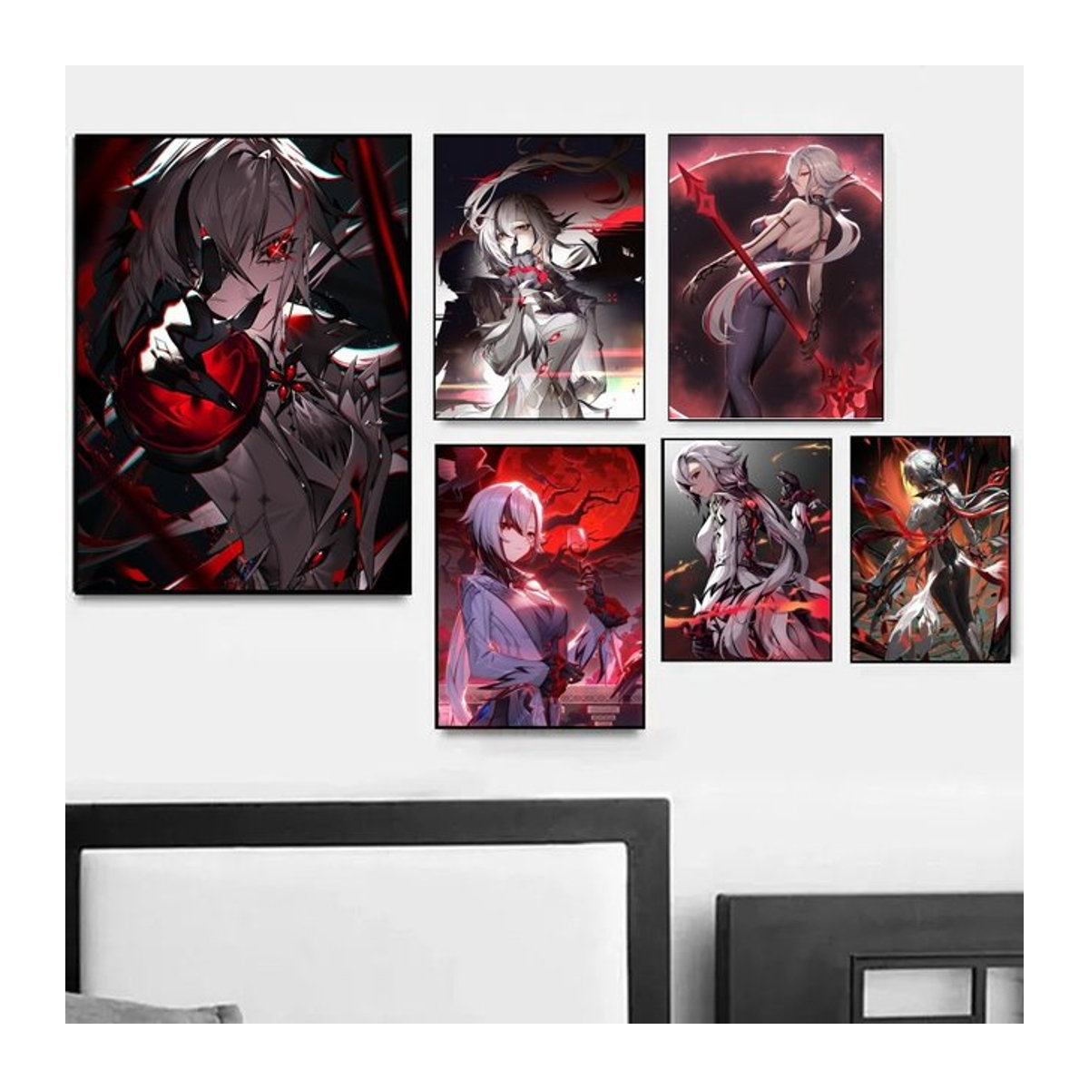 Genshin Impact Arlecchino Anime Poster aus Papier, mehrfarbiges Wandbild im Hochformat für Wohnzimmer und Schlafzimmer - Bild 1