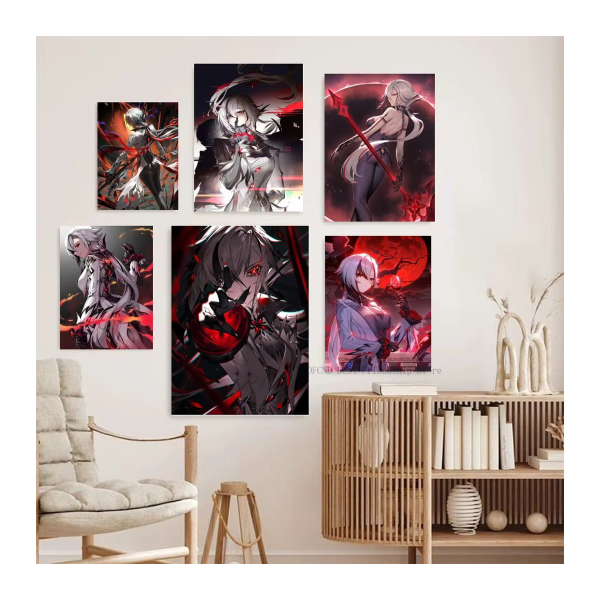 Genshin Impact Arlecchino Anime Poster aus Papier, mehrfarbiges Wandbild im Hochformat für Wohnzimmer und Schlafzimmer - Bild 3