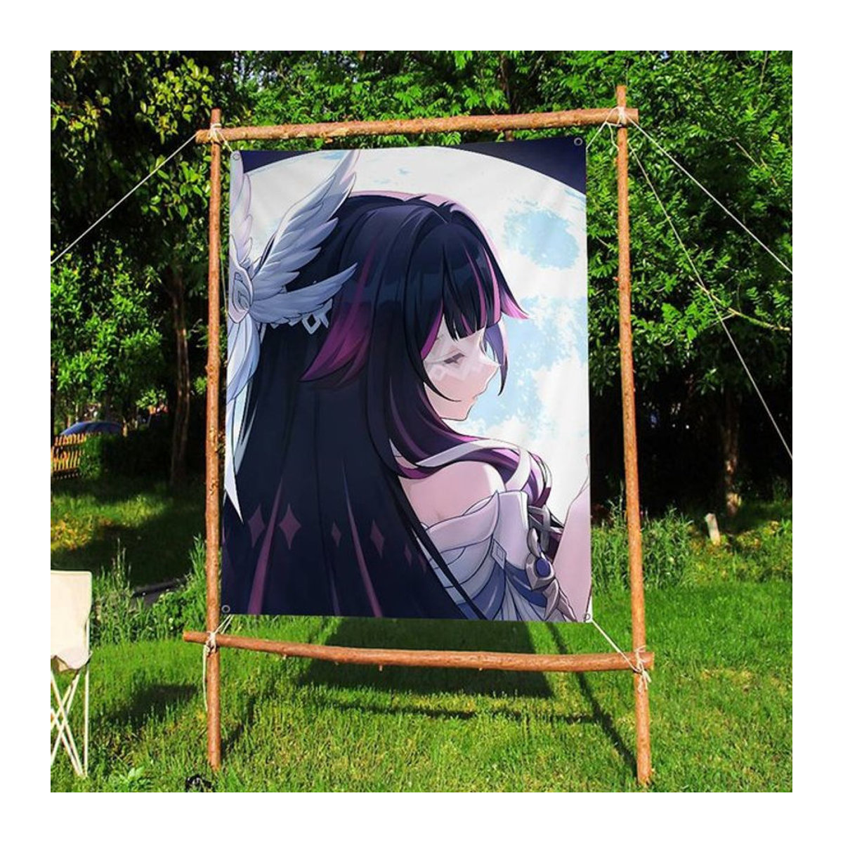 Genshin Impact Columbina Anime Wandbehang aus Textil, mehrfarbiger Kunstdruck als Wandflagge, B/H: 70 x 50 cm - Bild 1