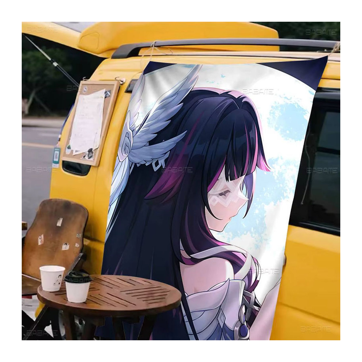 Genshin Impact Columbina Anime Wandbehang aus Textil, mehrfarbiger Kunstdruck als Wandflagge, B/H: 70 x 50 cm - Bild 5