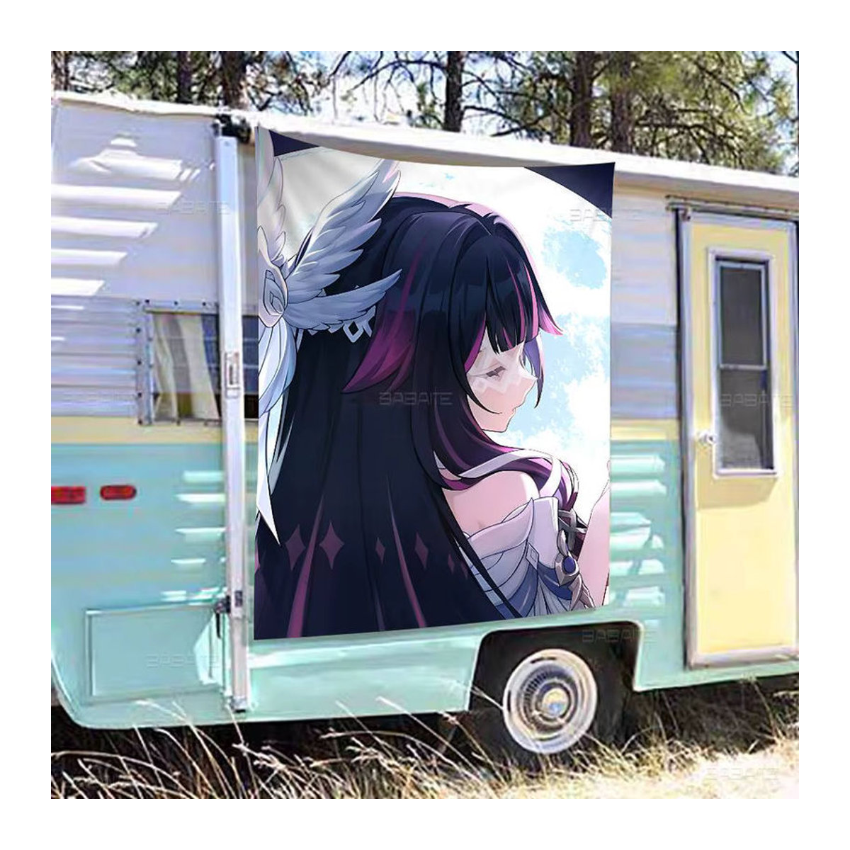 Genshin Impact Columbina Anime Wandbehang aus Textil, mehrfarbiger Kunstdruck als Wandflagge, B/H: 70 x 50 cm - Bild 6
