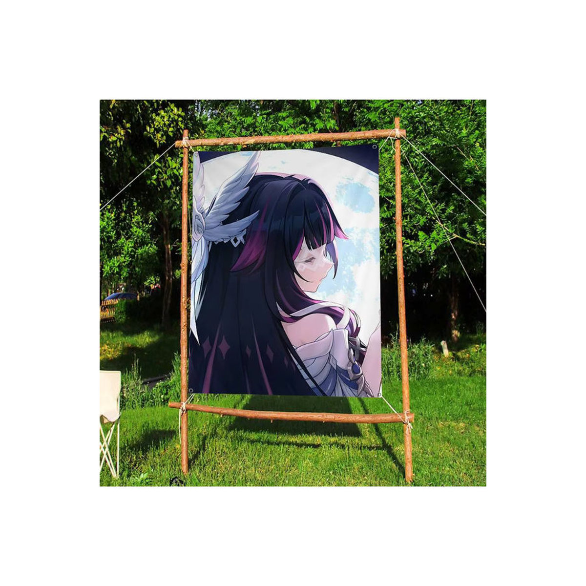Genshin Impact Columbina Anime Wandbehang aus Textil, mehrfarbiger Kunstdruck als Wandflagge, B/H: 70 x 50 cm - Bild 7
