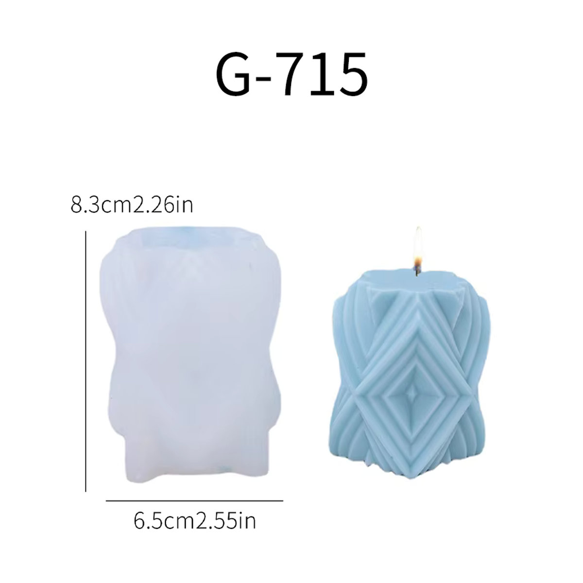 Geometrische Silikonform für gestreifte Säulenkerzen und Gips-Diffusoren in Weiß - Bild 2