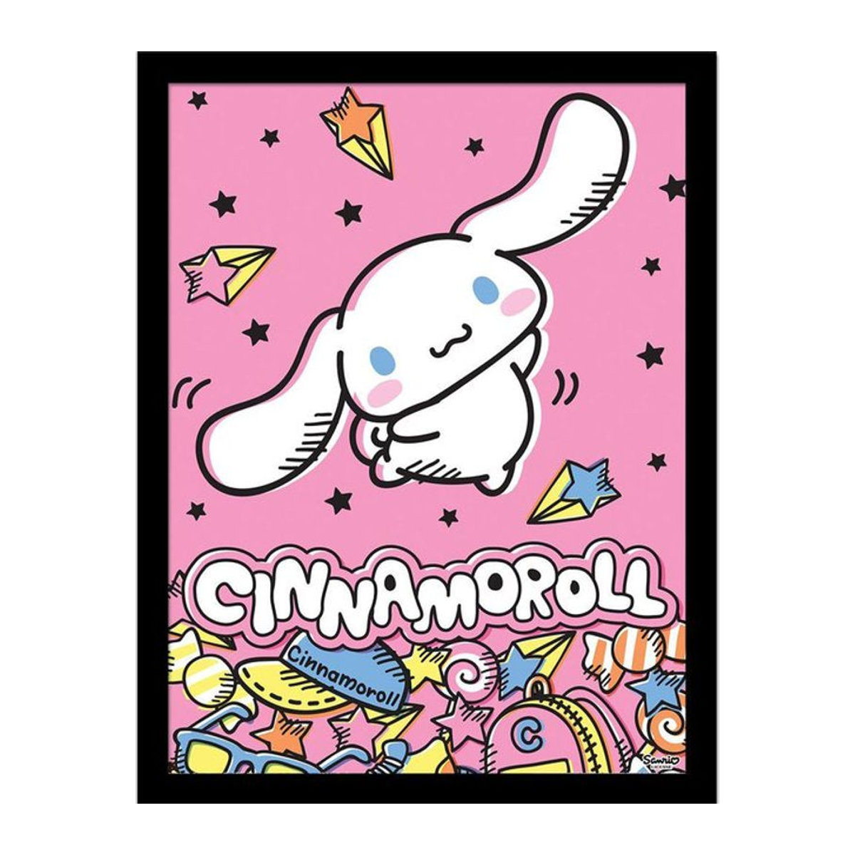 Gerahmtes Cinnamoroll Dance Off Poster von Pertemba FR - Apparel in Schwarz und Mehrfarbig, Breite: 40 cm, Höhe: 40 cm - Bild 1