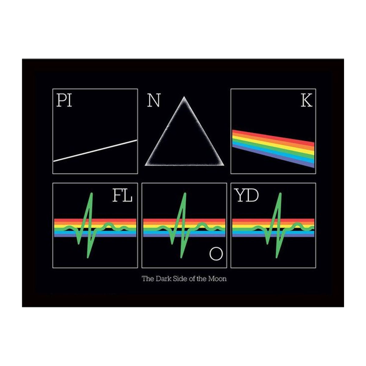 Gerahmtes Pink Floyd Poster Dark Side 50th Prism Heartbeat in Rosa und Schwarz, Acrylglas, Hochformat, B: 30 cm, H: 40 cm - Bild 1