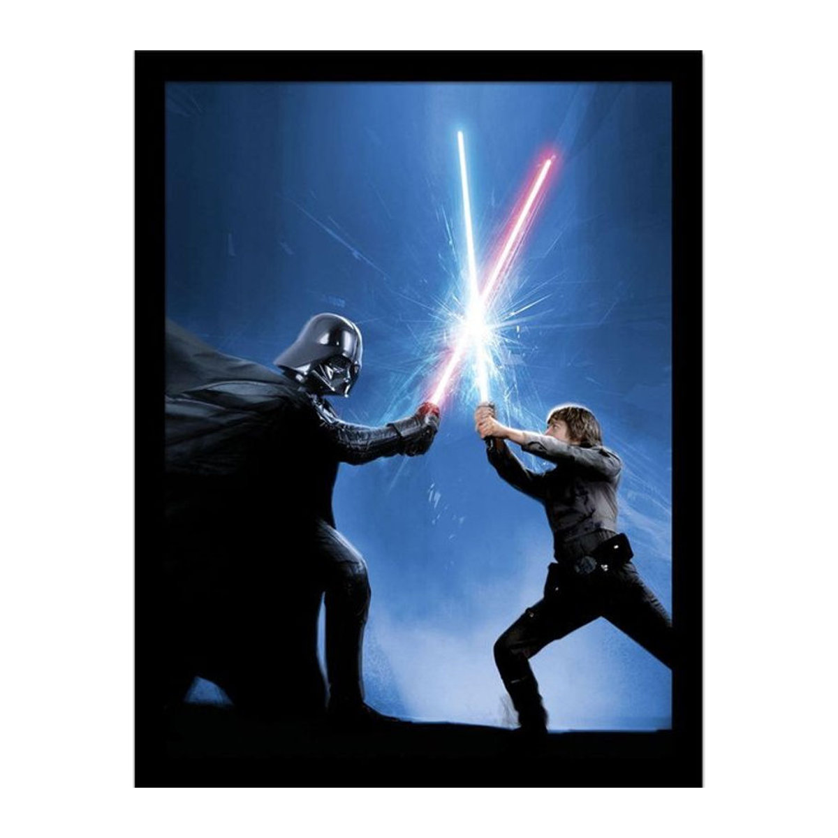 Gerahmtes Star Wars Poster Luke gegen Darth Vader in Blau und Schwarz, Breite: 45 cm - Bild 1