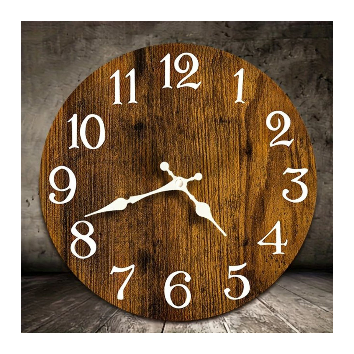 Geräuschlose runde Wanduhr aus Holz in Braun mit analogem Zifferblatt und Batteriebetrieb für dein Zuhause oder Büro - Bild 1