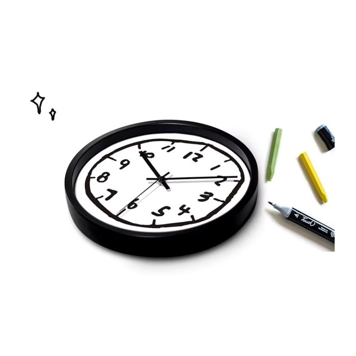 Geräuschlose runde Wanduhr für Kinderzimmer und Kindergarten in Weiß im skandinavischen Design - Bild 3