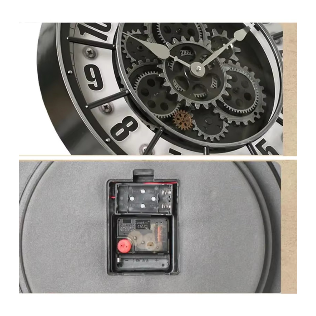 Geräuschlose Vintage-Wanduhr aus Metall im Industrial Design, rund, braun - Bild 3