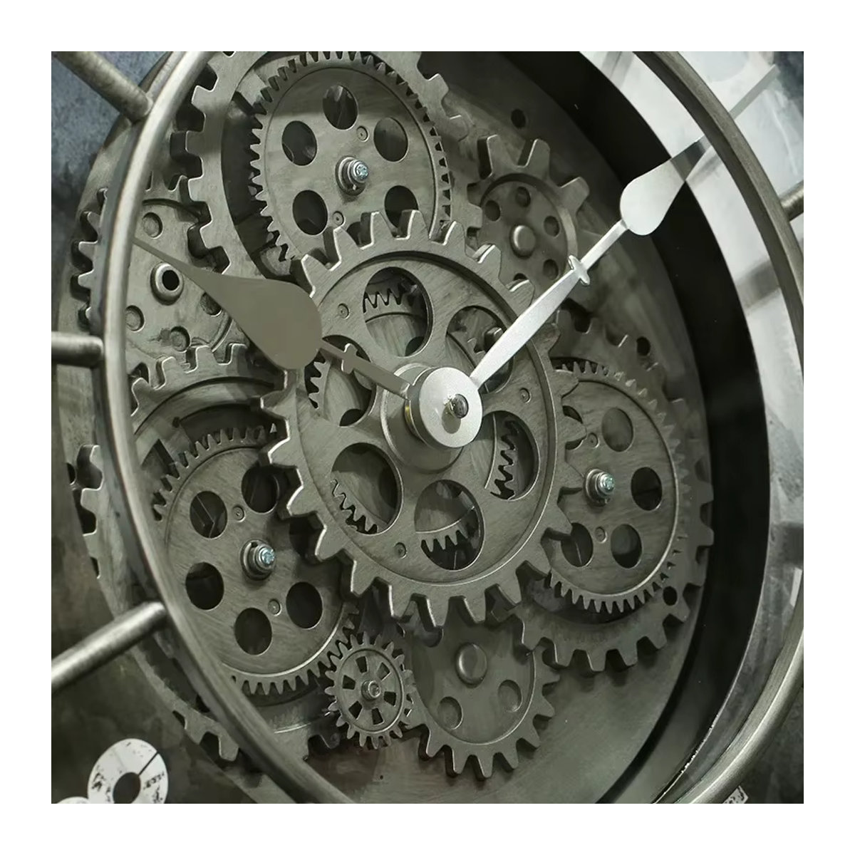 Geräuschlose Vintage-Wanduhr aus Metall im Industrial Design, rund, braun - Bild 4