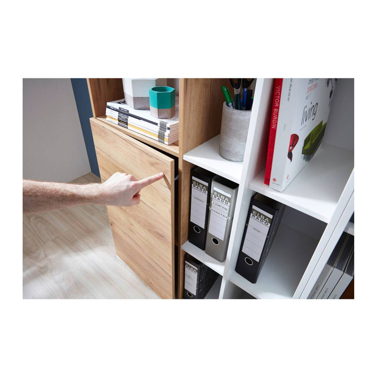 Germania Aktenschrank LIONI Home Office Kombischrank aus Holz in Weiß, B/H/T: 85 x 120 x 40 cm - Bild 1
