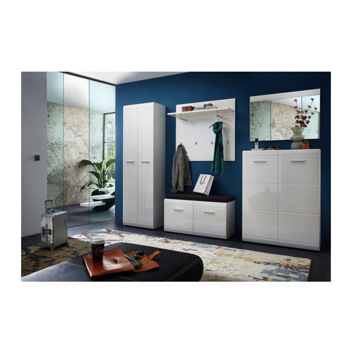 Germania Garderobenschrank Adana in Weiss aus Holzwerkstoff mit Drehtüren B/H/T: 59 x 197 x 37 cm - Bild 2