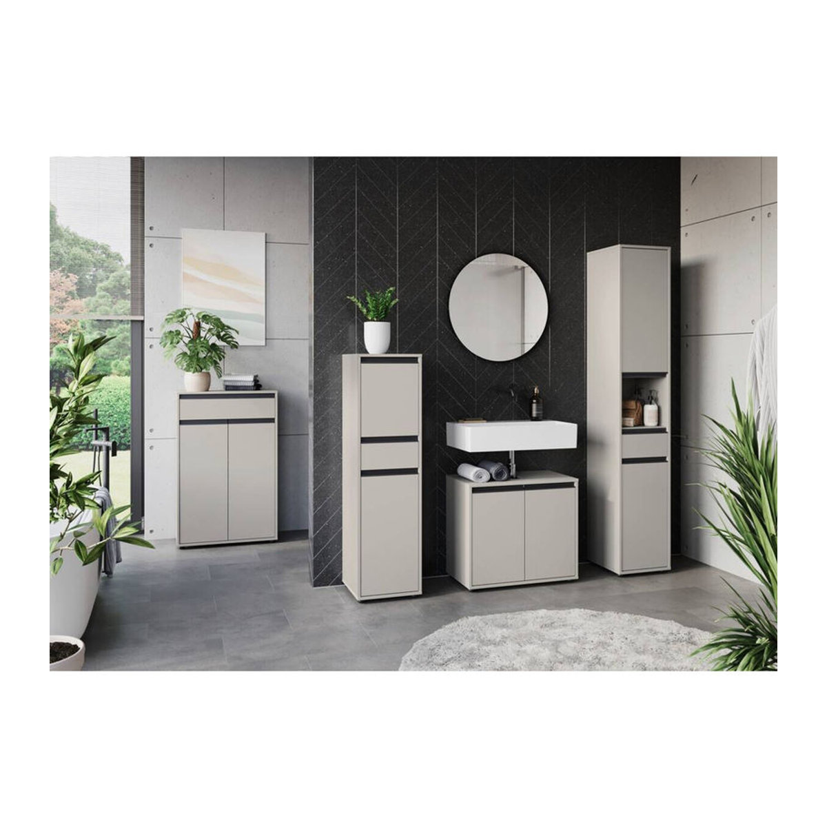Germania Schrank 2201-186 mit Drehtüren in Grau, minimalistisches Design, B/H/T: 33 x 121 x 34 cm - Bild 3
