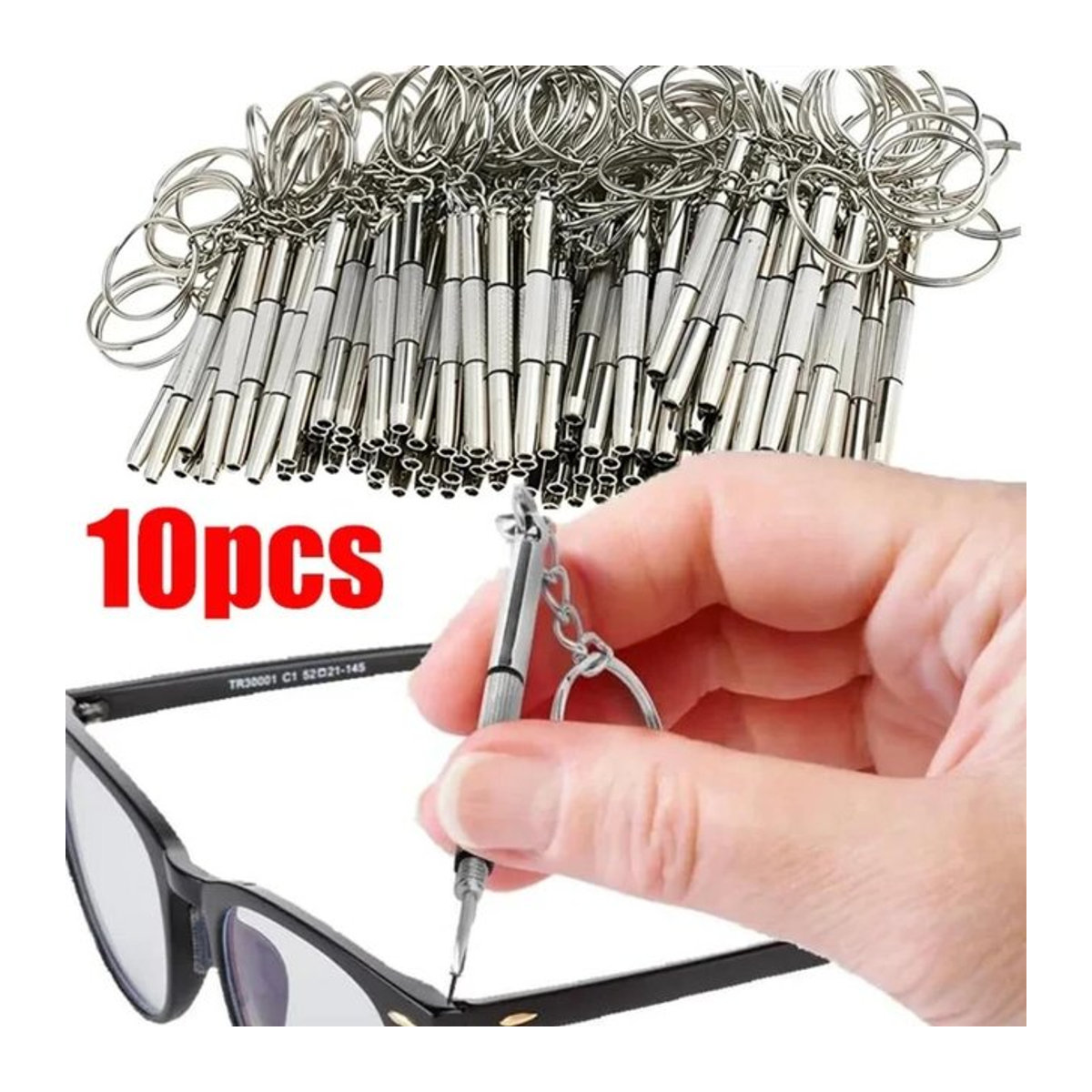 GESTLEMONTAR Mini 3in1 Schraubendreher Reparatur-Kit für Brillen und Uhren in Silber - Bild 1