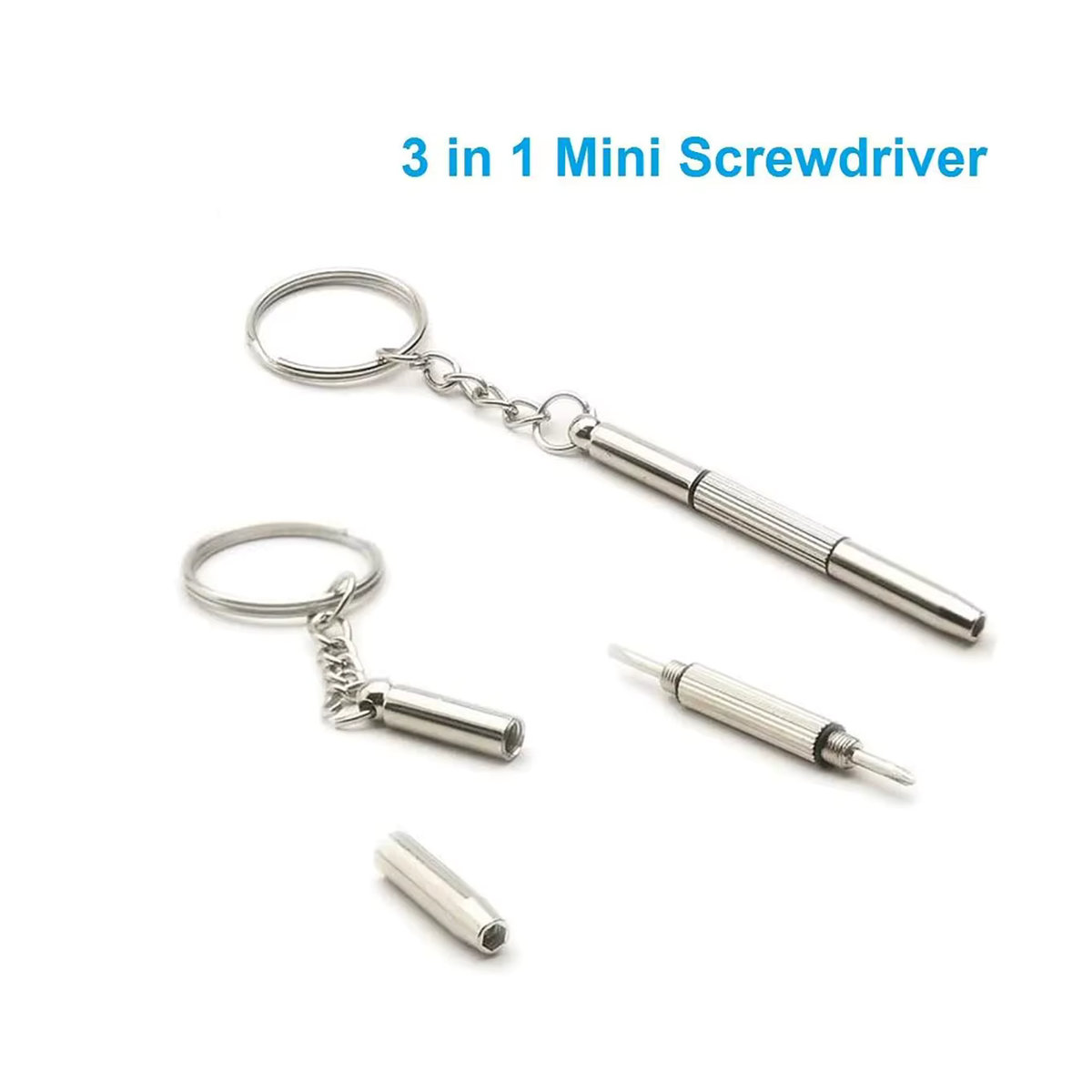 GESTLEMONTAR Mini 3in1 Schraubendreher Reparatur-Kit für Brillen und Uhren in Silber - Bild 2