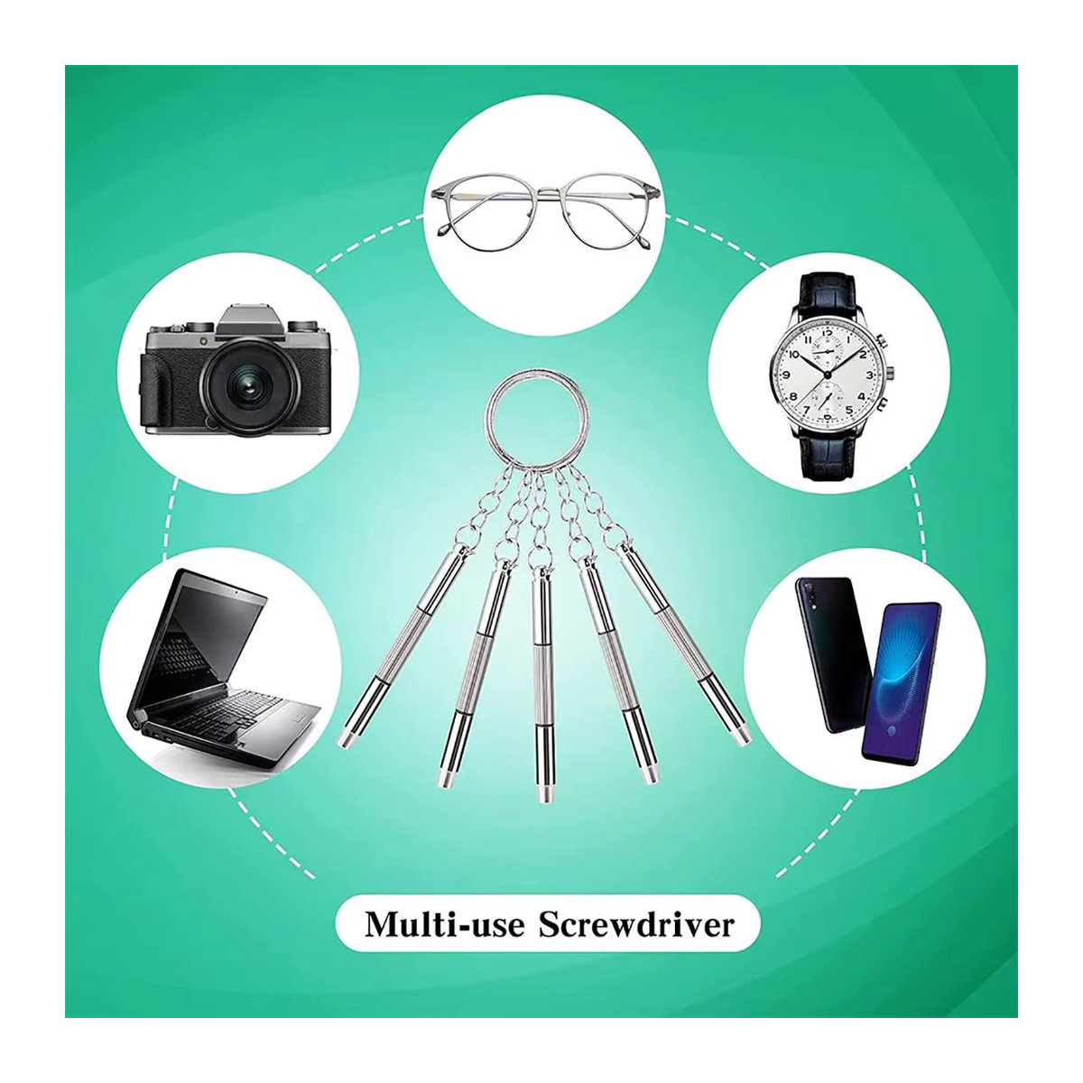 GESTLEMONTAR Mini 3in1 Schraubendreher Reparatur-Kit für Brillen und Uhren in Silber - Bild 4