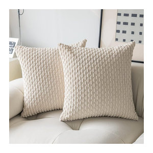 Gestreifter Boho-Cord-Kissenbezug für Sofa und Wohnzimmer in Weiß und Beige