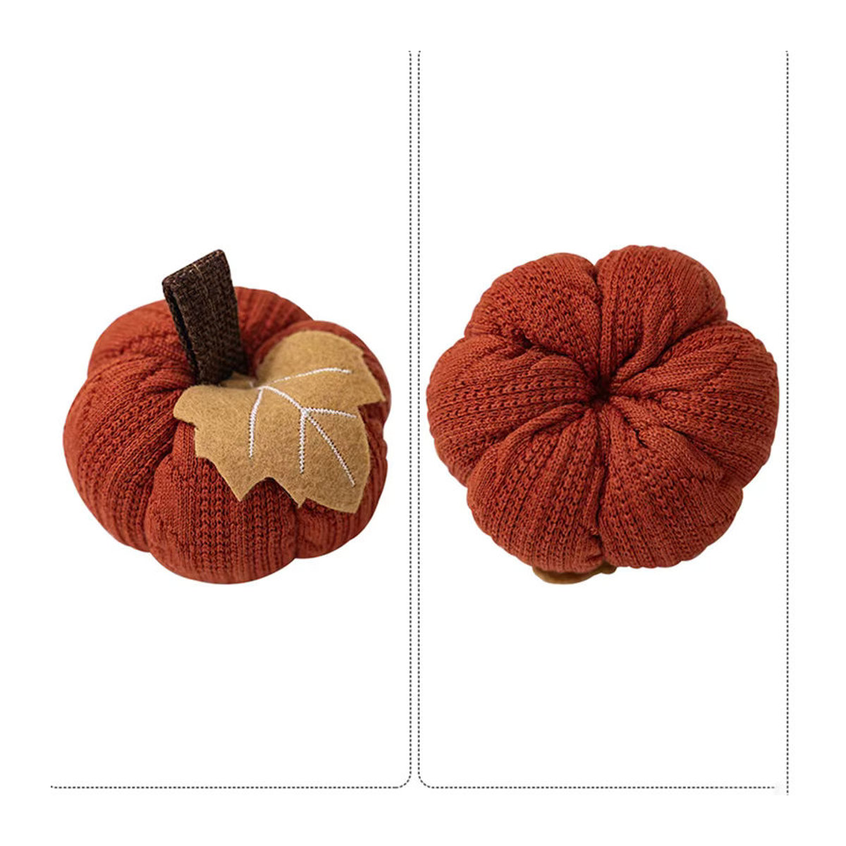 Gestrickte Kürbis Dekoration für Halloween als hängender Textil-Anhänger in Weiß und Mehrfarbig - Bild 6