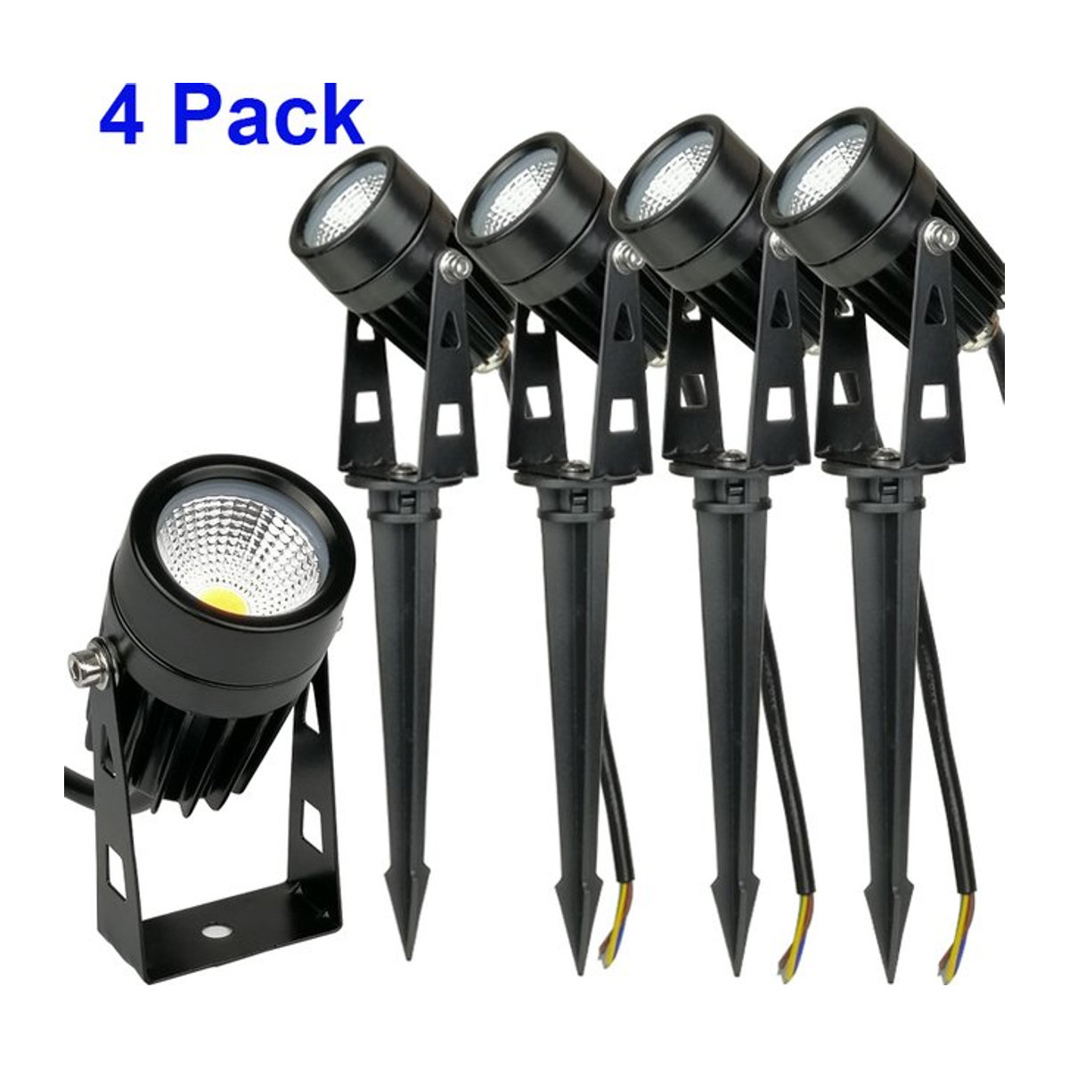 Getefu 4er Pack LED Wegeleuchte COB Garten Lampe Wasserdicht in Schwarz und Blau - Bild 1