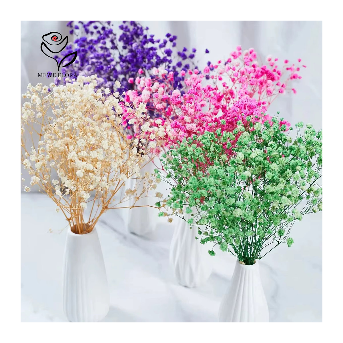 Getrockneter Gypsophila Baby Breath Blumenstrauß in Mehrfarbig für Boho Hochzeit und Dekoration - Bild 3