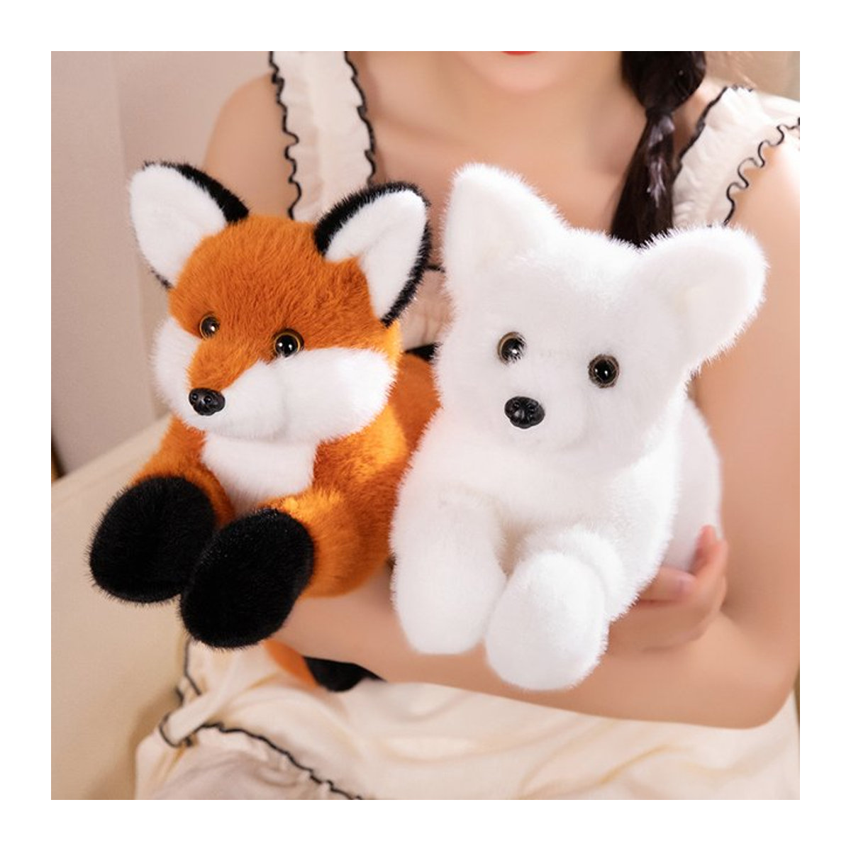 GFNANHAI Kuscheliges Fuchs Plüschkissen in Orange und Weiß, weiches Stofftier-Kissen als Geschenk, B/T/H: 45 x 45 x 45 cm, 65 x 65 x 65 cm oder 90 x 90 x 90 cm - Bild 1