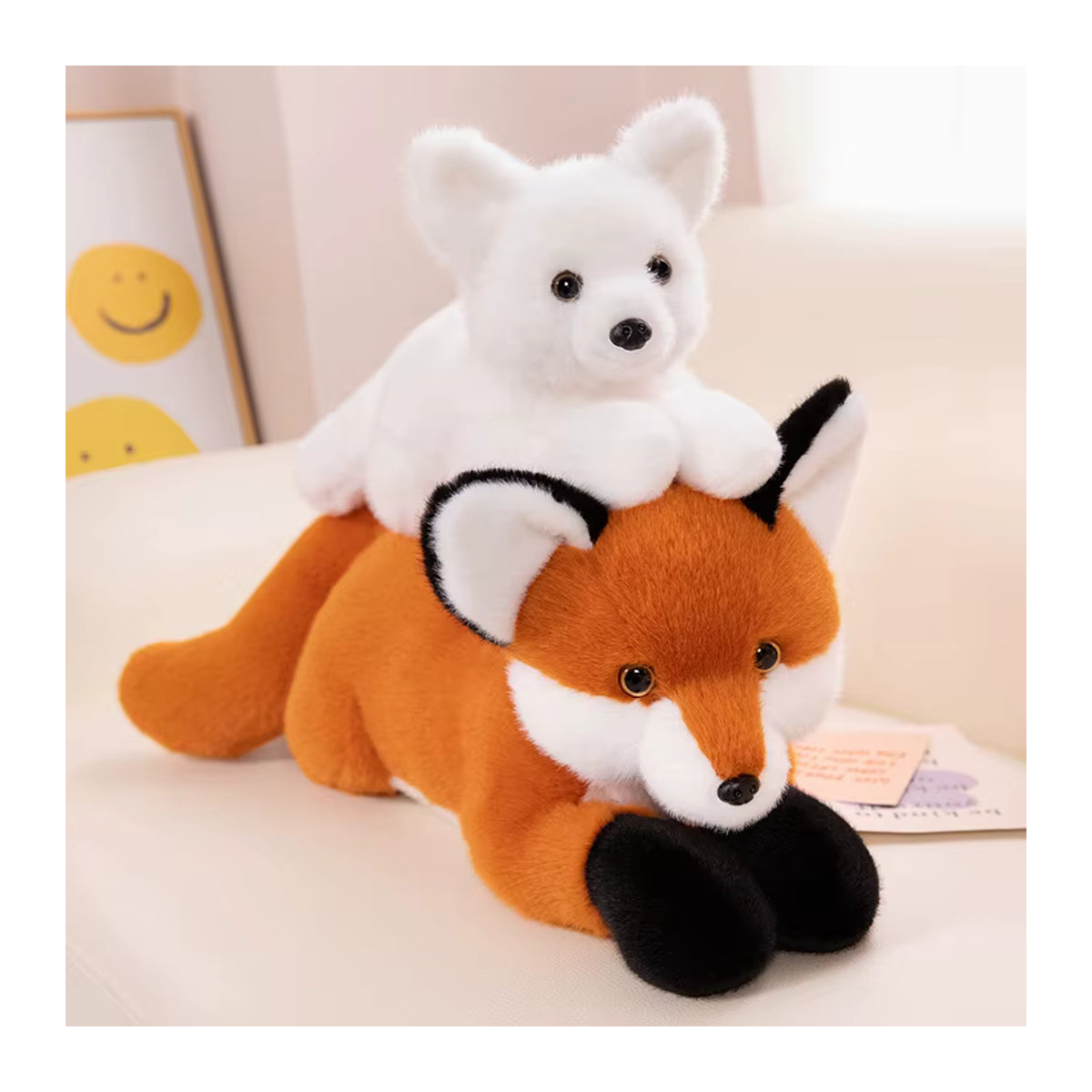 GFNANHAI Kuscheliges Fuchs Plüschkissen in Orange und Weiß, weiches Stofftier-Kissen als Geschenk, B/T/H: 45 x 45 x 45 cm, 65 x 65 x 65 cm oder 90 x 90 x 90 cm - Bild 2