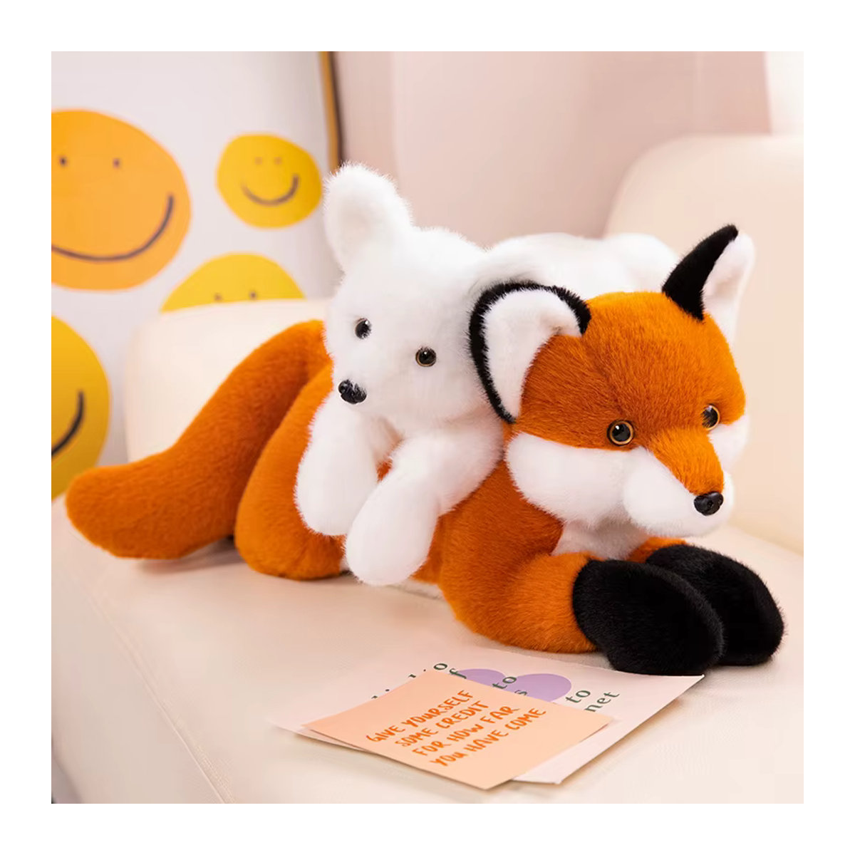GFNANHAI Kuscheliges Fuchs Plüschkissen in Orange und Weiß, weiches Stofftier-Kissen als Geschenk, B/T/H: 45 x 45 x 45 cm, 65 x 65 x 65 cm oder 90 x 90 x 90 cm - Bild 4