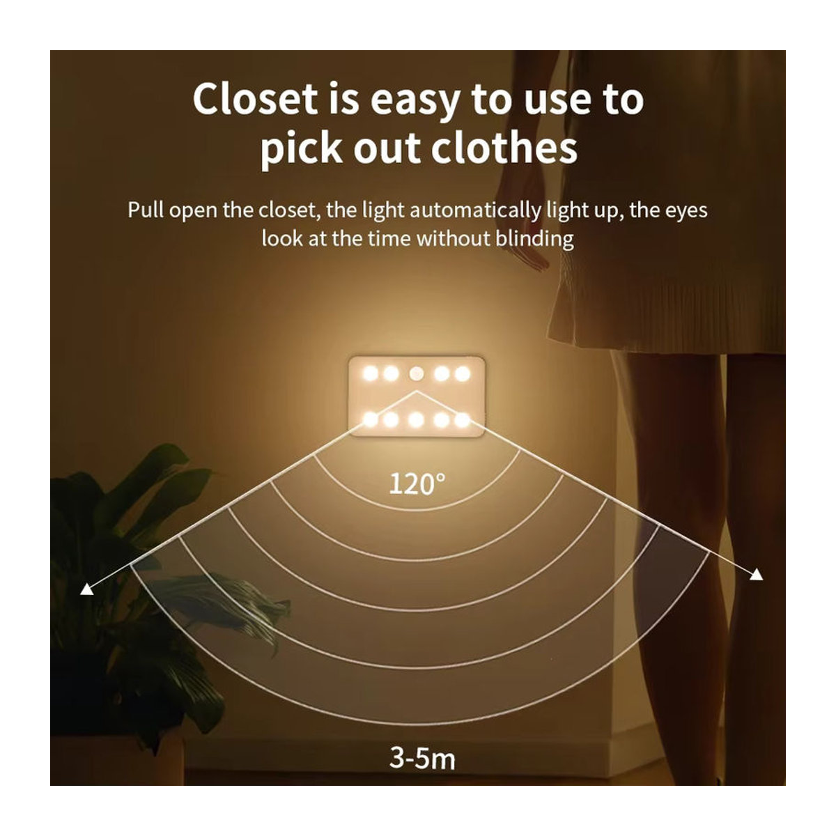 GGBEE Kabellose Wandleuchte in Weiß mit Bewegungssensor und 3 Lichtfarben, wiederaufladbare magnetische Schrankleuchte für Küche, Flur und Treppen - Bild 2