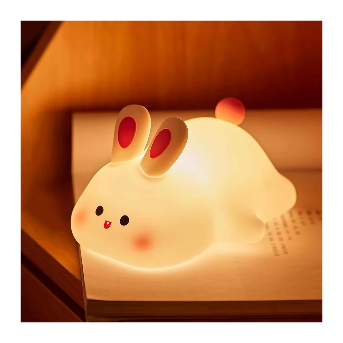 GGBEE LED Nachtlicht Kaninchen aus Silikon mit Touch Sensor, Tischlampe in Weiß - Bild 3