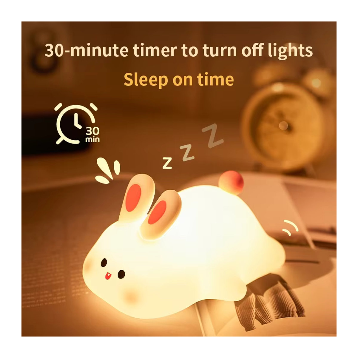 GGBEE LED Nachtlicht Kaninchen aus Silikon mit Touch Sensor, Tischlampe in Weiß - Bild 6