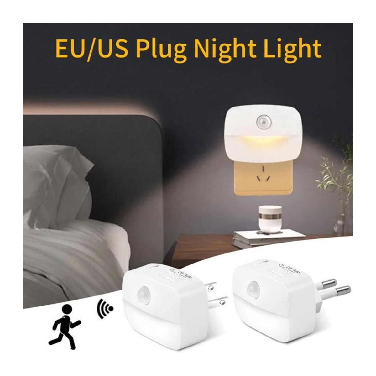 GGBEE LED Nachtlicht mit Bewegungsmelder in Weiß, minimalistisches Design für Flur, Treppe, Küche und Schlafzimmer - Bild 1
