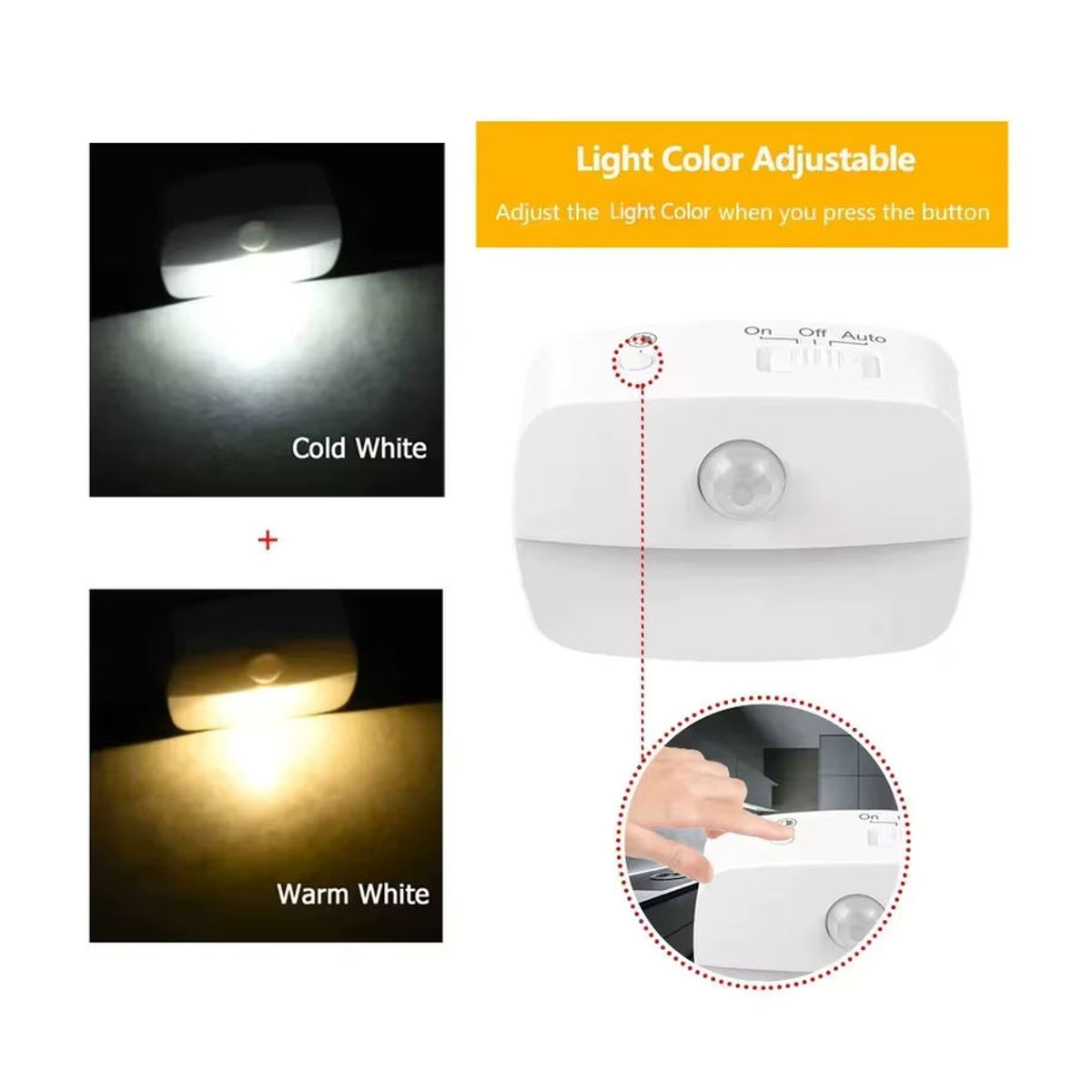 GGBEE LED Nachtlicht mit Bewegungsmelder in Weiß, minimalistisches Design für Flur, Treppe, Küche und Schlafzimmer - Bild 2