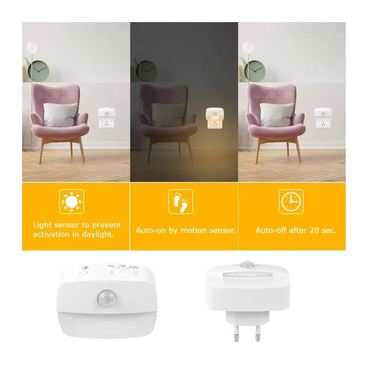 GGBEE LED Nachtlicht mit Bewegungsmelder in Weiß, minimalistisches Design für Flur, Treppe, Küche und Schlafzimmer - Bild 3