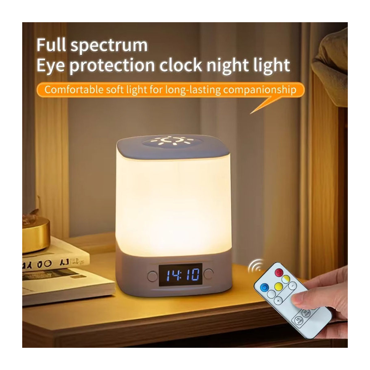 GGBEE LED Nachttischlampe in Weiß mit Zeitanzeige und einstellbarer Helligkeit, USB-betrieben und wiederaufladbar - Bild 2