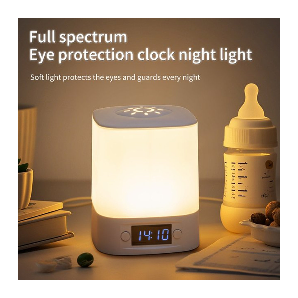 GGBEE LED Nachttischlampe mit Zeitanzeige, wiederaufladbare Leseschreibtischlampe und Schlaflampe in Weiß, minimalistisches Design - Bild 1