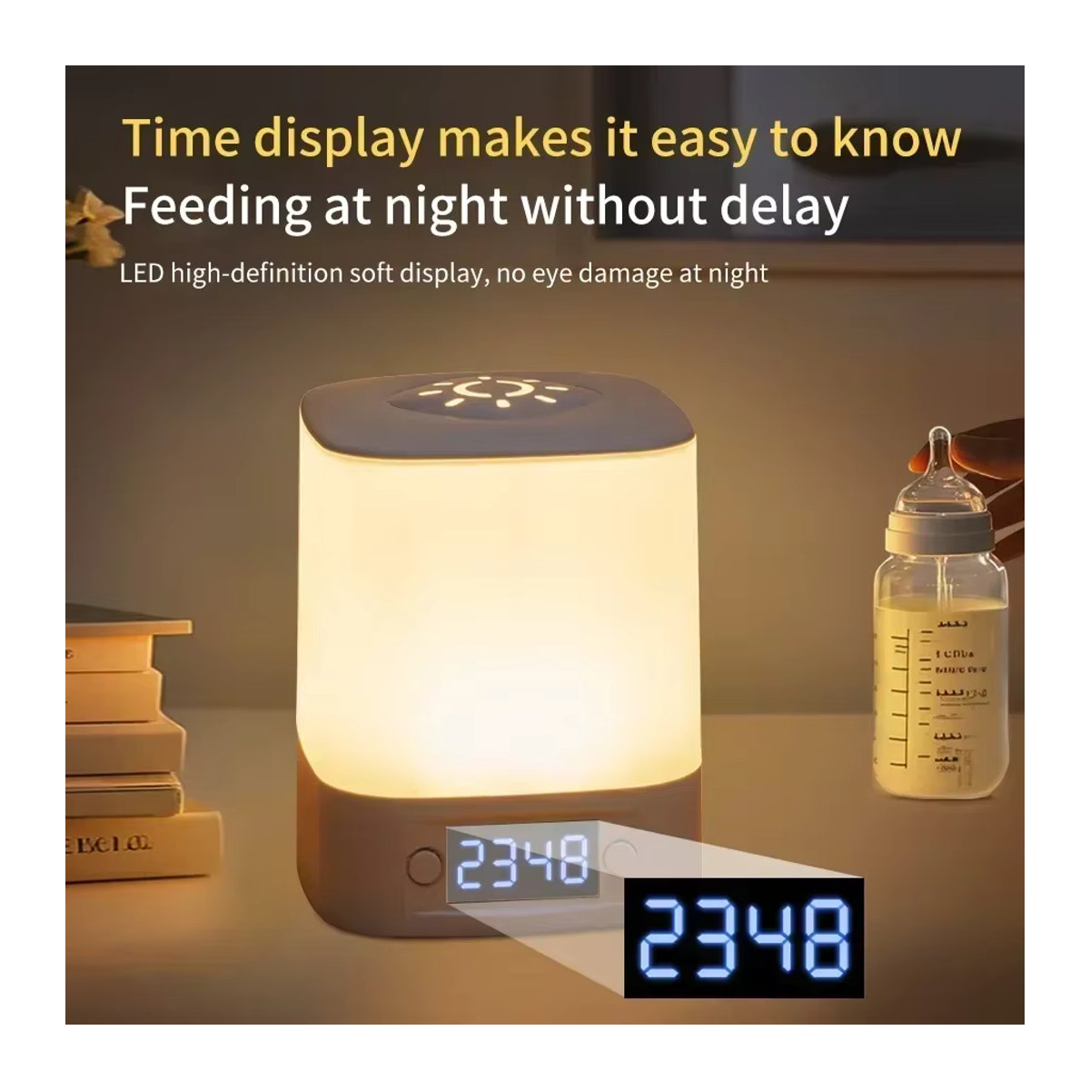 GGBEE LED Nachttischlampe mit Zeitanzeige, wiederaufladbare Leseschreibtischlampe und Schlaflampe in Weiß, minimalistisches Design - Bild 2