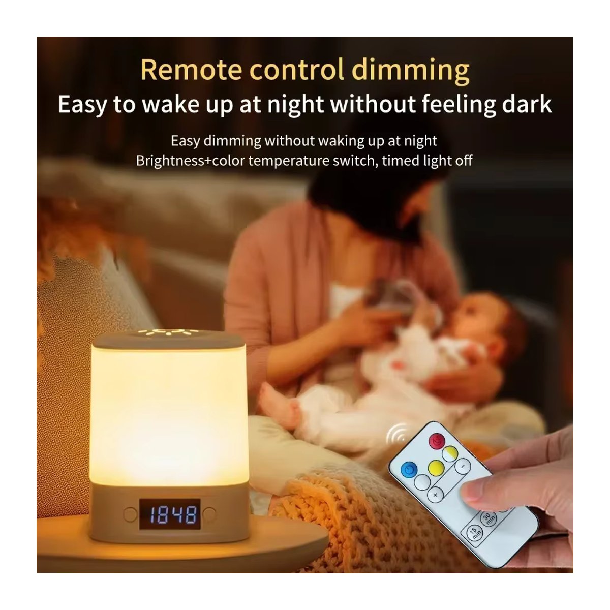 GGBEE LED Nachttischlampe mit Zeitanzeige, wiederaufladbare Leseschreibtischlampe und Schlaflampe in Weiß, minimalistisches Design - Bild 3