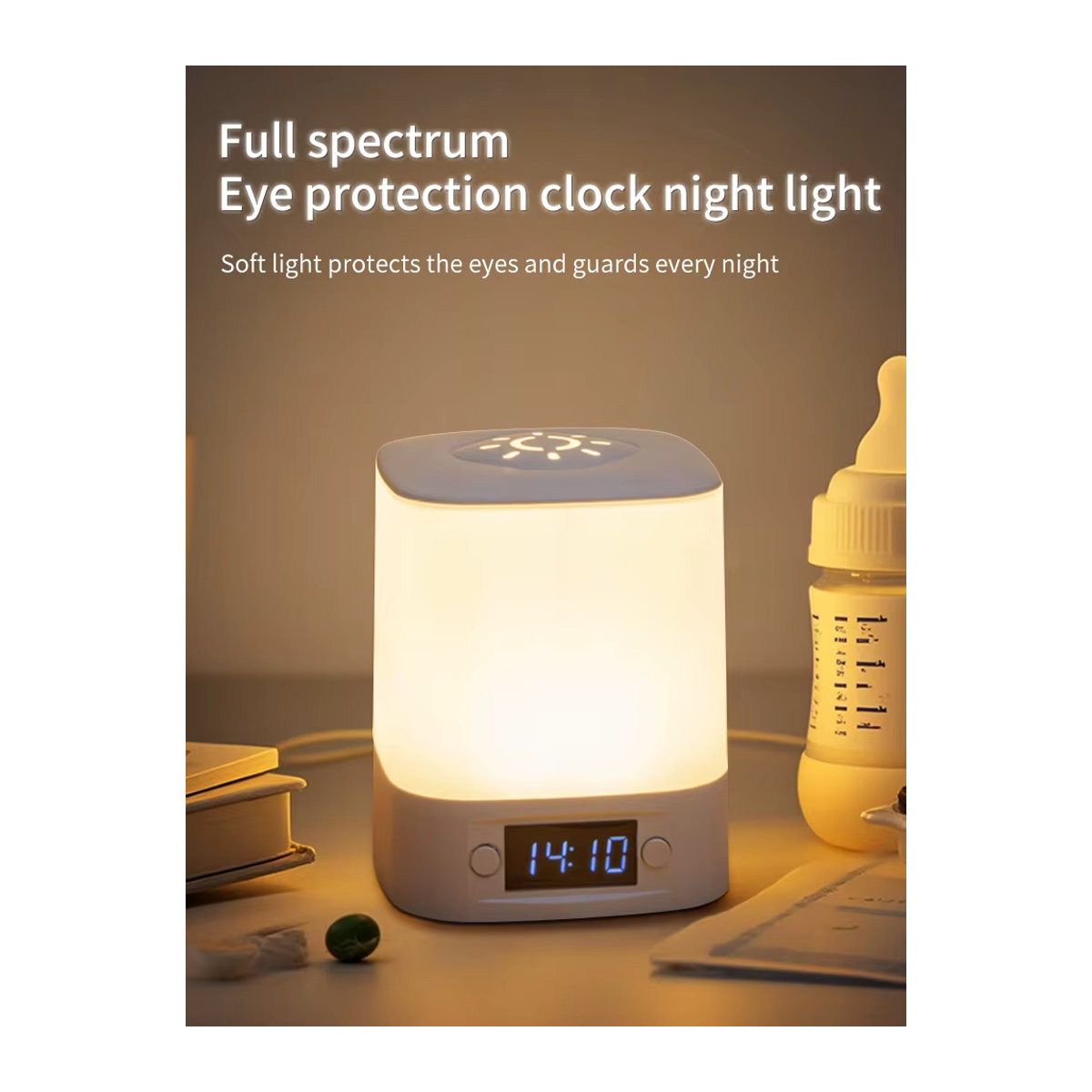 GGBEE LED Nachttischlampe mit Zeitanzeige, wiederaufladbare Leseschreibtischlampe und Schlaflampe in Weiß, minimalistisches Design - Bild 7