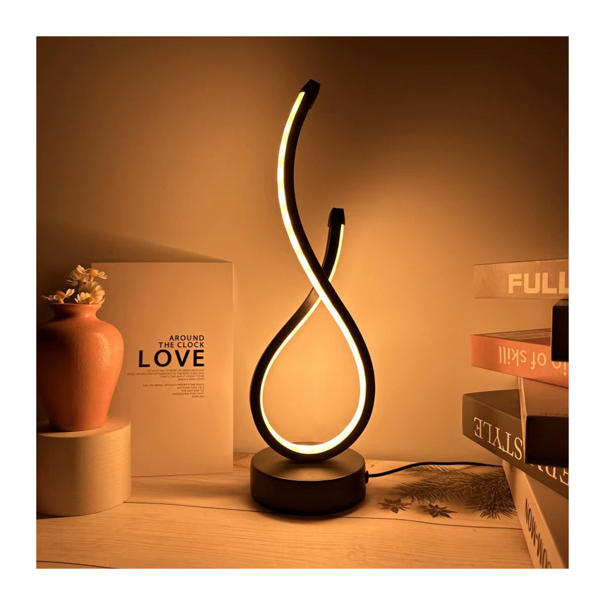 GGBEE LED Spirale Nachtlicht Schwarz, dimmbare Schreibtischlampe mit 3 Farben für Wohnzimmer, Büro und Schlafzimmer - Bild 2