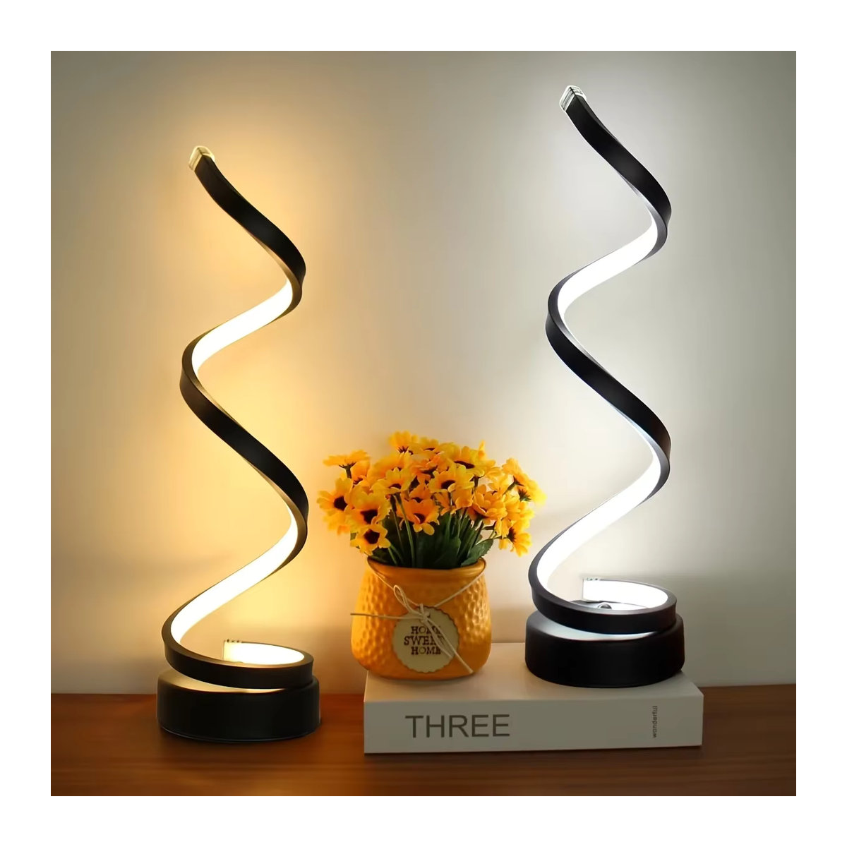 GGBEE LED Spirale Nachtlicht Schwarz, dimmbare Schreibtischlampe mit 3 Farben für Wohnzimmer, Büro und Schlafzimmer - Bild 4