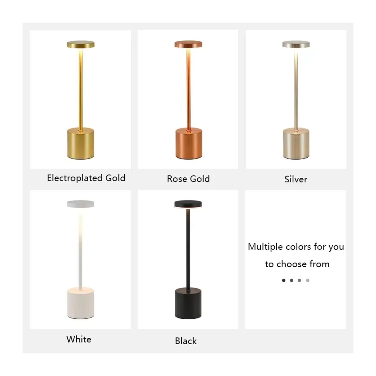 GGBEE LED Tischlampe in Schwarz mit 3 Farben und Touch-Schalter, wiederaufladbare portable Nachttischlampe mit USB-C Anschluss für Ambiente und Dekoration - Bild 2