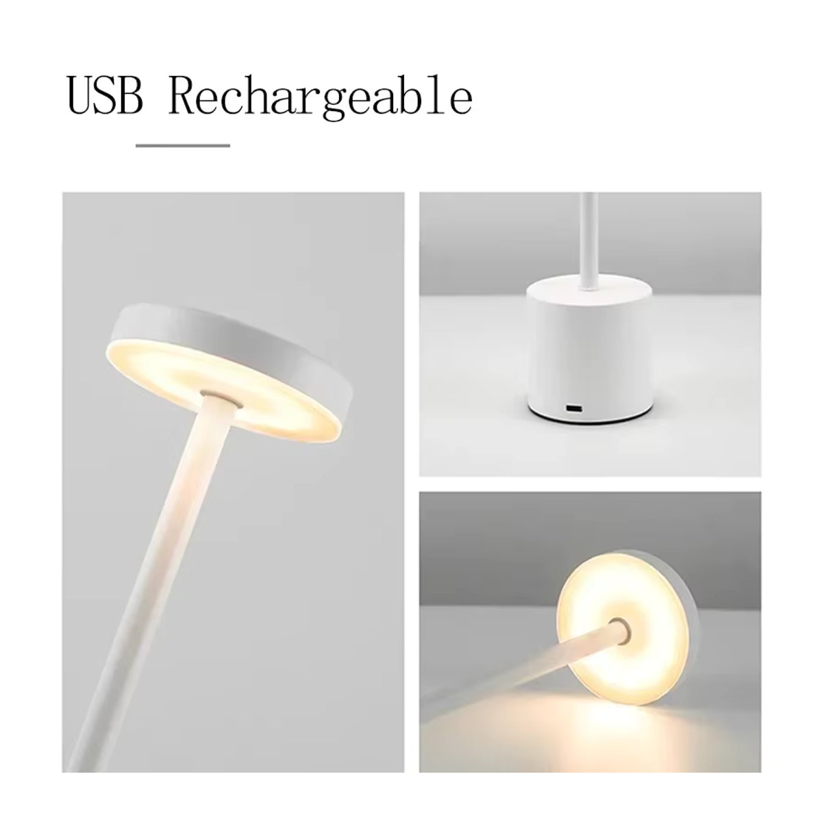 GGBEE LED Tischlampe in Schwarz mit 3 Farben und Touch-Schalter, wiederaufladbare portable Nachttischlampe mit USB-C Anschluss für Ambiente und Dekoration - Bild 3