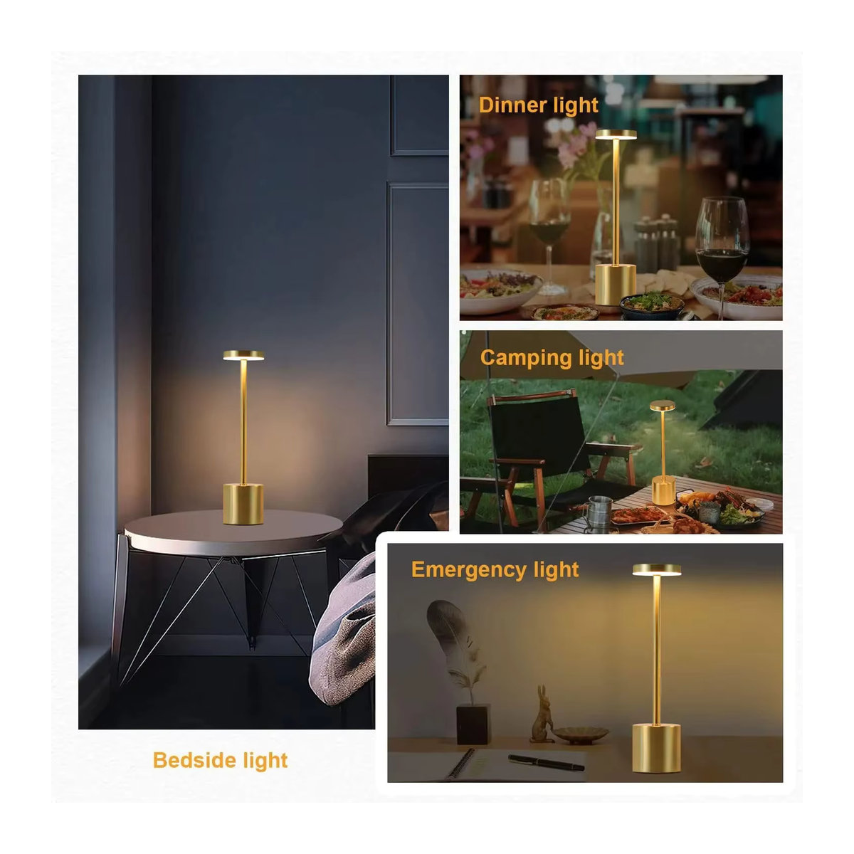 GGBEE LED Tischlampe mit Touch-Sensor, wiederaufladbare Schreibtischlampe in Schwarz mit 3 einstellbaren Farben und minimalistischem Design - Bild 6