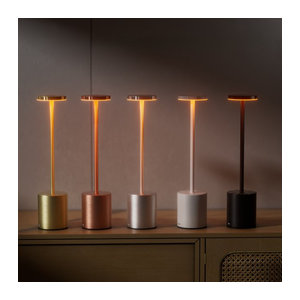 GGBEE LED Tischlampe Schwarz, minimalistisch, kabellos und dimmbar mit Touch-Sensor und USB-Wiederaufladung