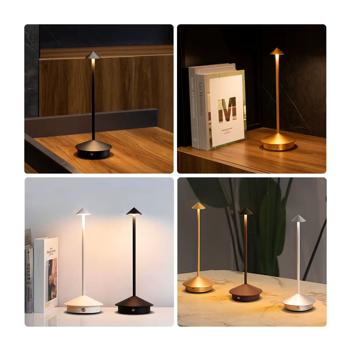 GGBEE LED-Tischlampe Schwarz, wiederaufladbare Touch-Nachtlampe mit 3 Farben und dimmbarer Funktion im minimalistischen Design - Bild 5