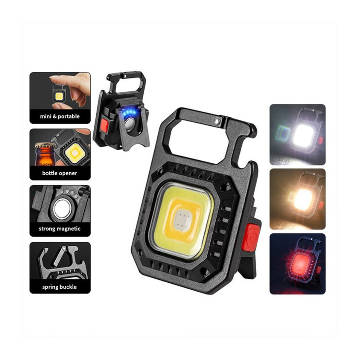 GGBEE Mini LED Taschenlampe mit Magnet und COB-Licht, wiederaufladbar mit 500mAh, 7 Modi für Outdoor, Camping und Angeln - Bild 1
