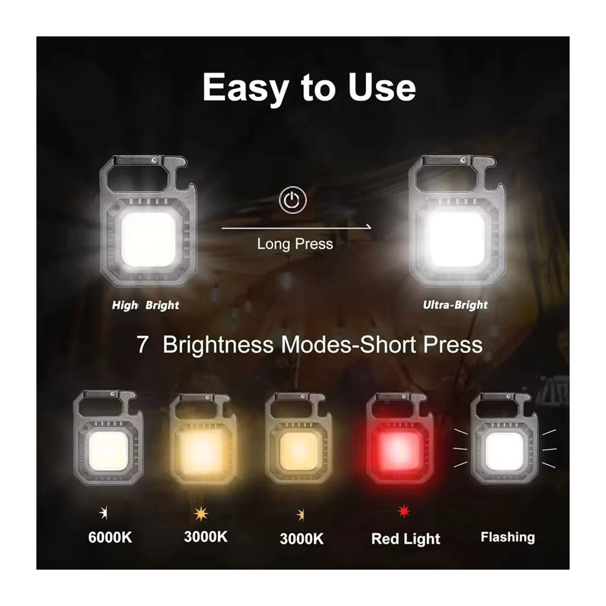 GGBEE Mini LED Taschenlampe mit Magnet und COB-Licht, wiederaufladbar mit 500mAh, 7 Modi für Outdoor, Camping und Angeln - Bild 3