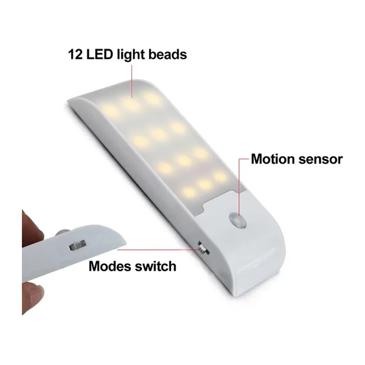 GGBEE Minimalistisches PIR Sensor LED Nachtlicht mit Induktion und Magnet, wiederaufladbare Schranklampe für Schlafzimmer, Korridor, Treppen und Badezimmer - Bild 1